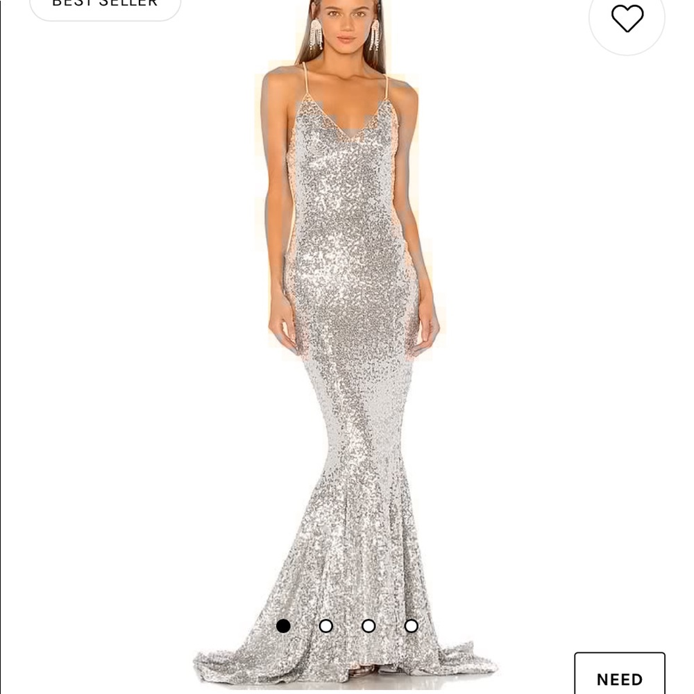 NWT Norma Kamali silver sequin mermaid fishtail gown xs